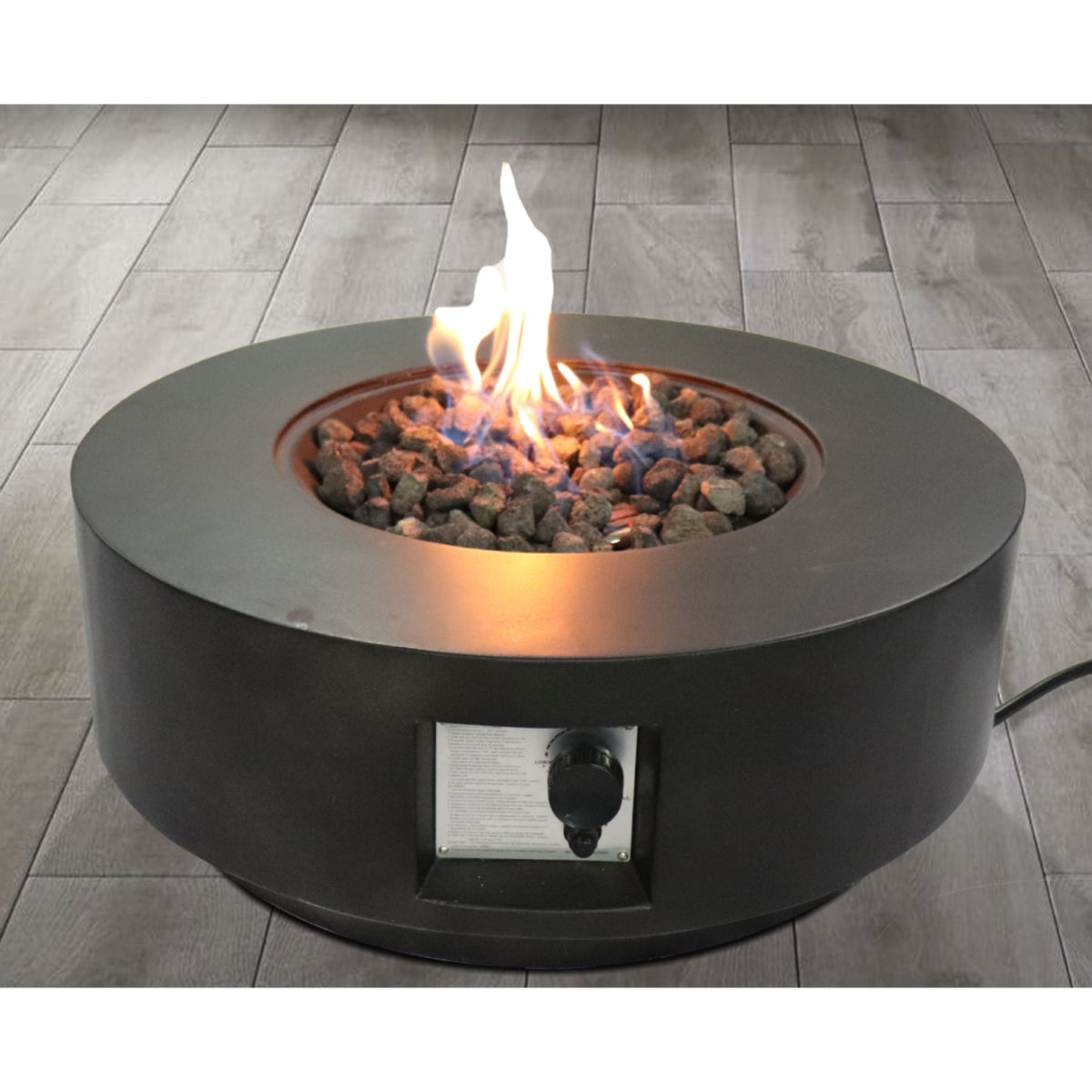 11" H x 30" W Fiber Reinforced Concrete Propane Gas Outdoor Fire Pit Table with Lid