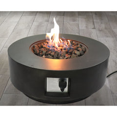 11" H x 30" W Fiber Reinforced Concrete Propane Gas Outdoor Fire Pit Table with Lid
