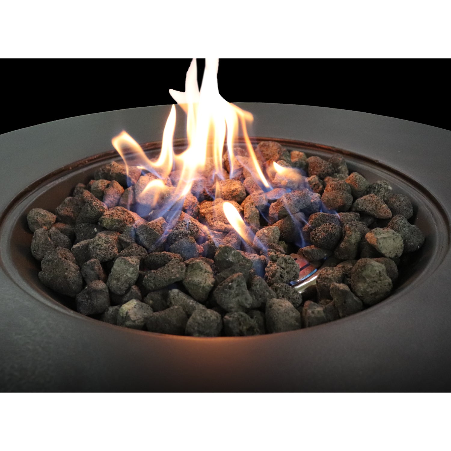 11" H x 30" W Fiber Reinforced Concrete Propane Gas Outdoor Fire Pit Table with Lid