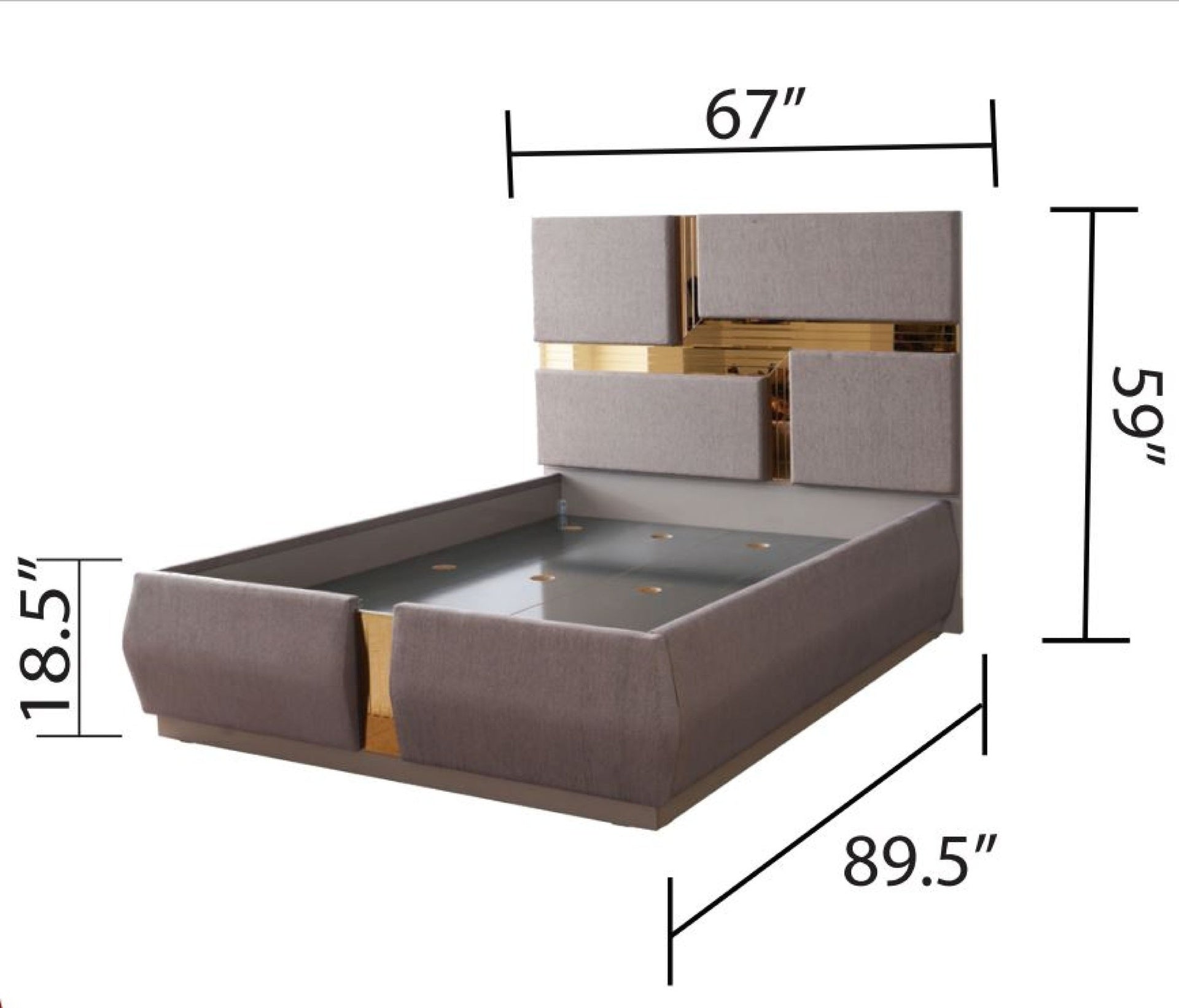 Lorenzo Queen 4 Pc Bedroom Set made with wood and gold accents in Gray