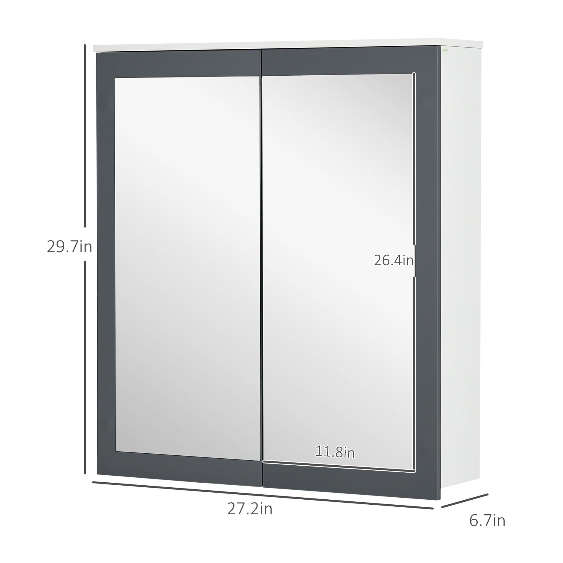kleankin Bathroom Mirror Cabinet, Wall Mounted Medicine Cabinet with Mirror, Double Doors and Adjustable Shelves, White