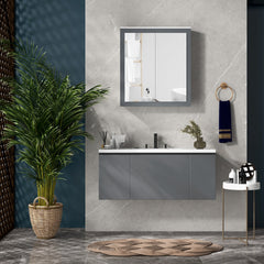 kleankin Bathroom Mirror Cabinet, Wall Mounted Medicine Cabinet with Mirror, Double Doors and Adjustable Shelves, White