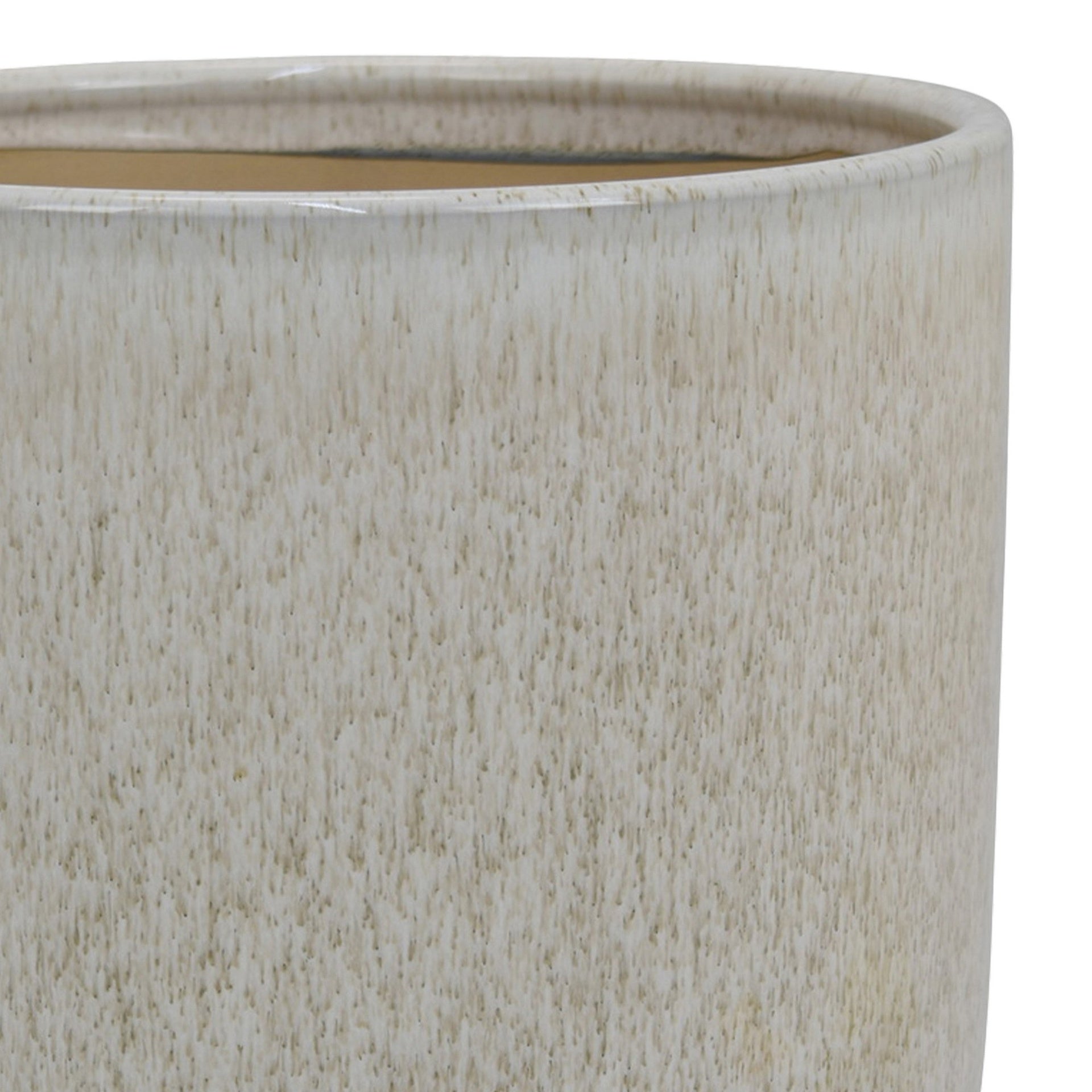 Lyna Accent Planter Set of 2, White Gray Ceramic Smooth Glossy Texture