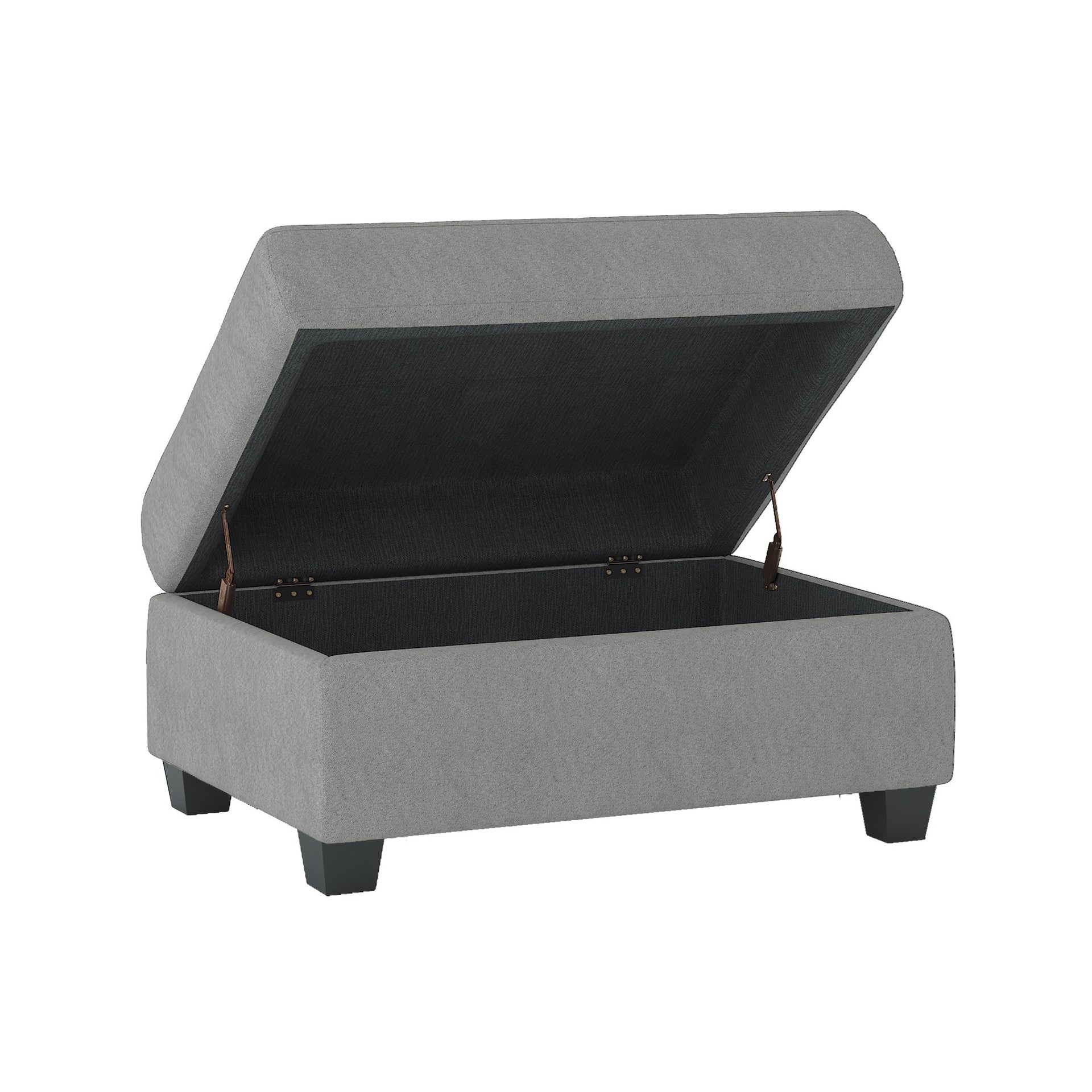 Modern Living Room Furniture 1pc Gray Microfiber Upholstered Storage Ottoman Tufted Details