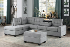Modern Living Room Furniture 1pc Gray Microfiber Upholstered Storage Ottoman Tufted Details
