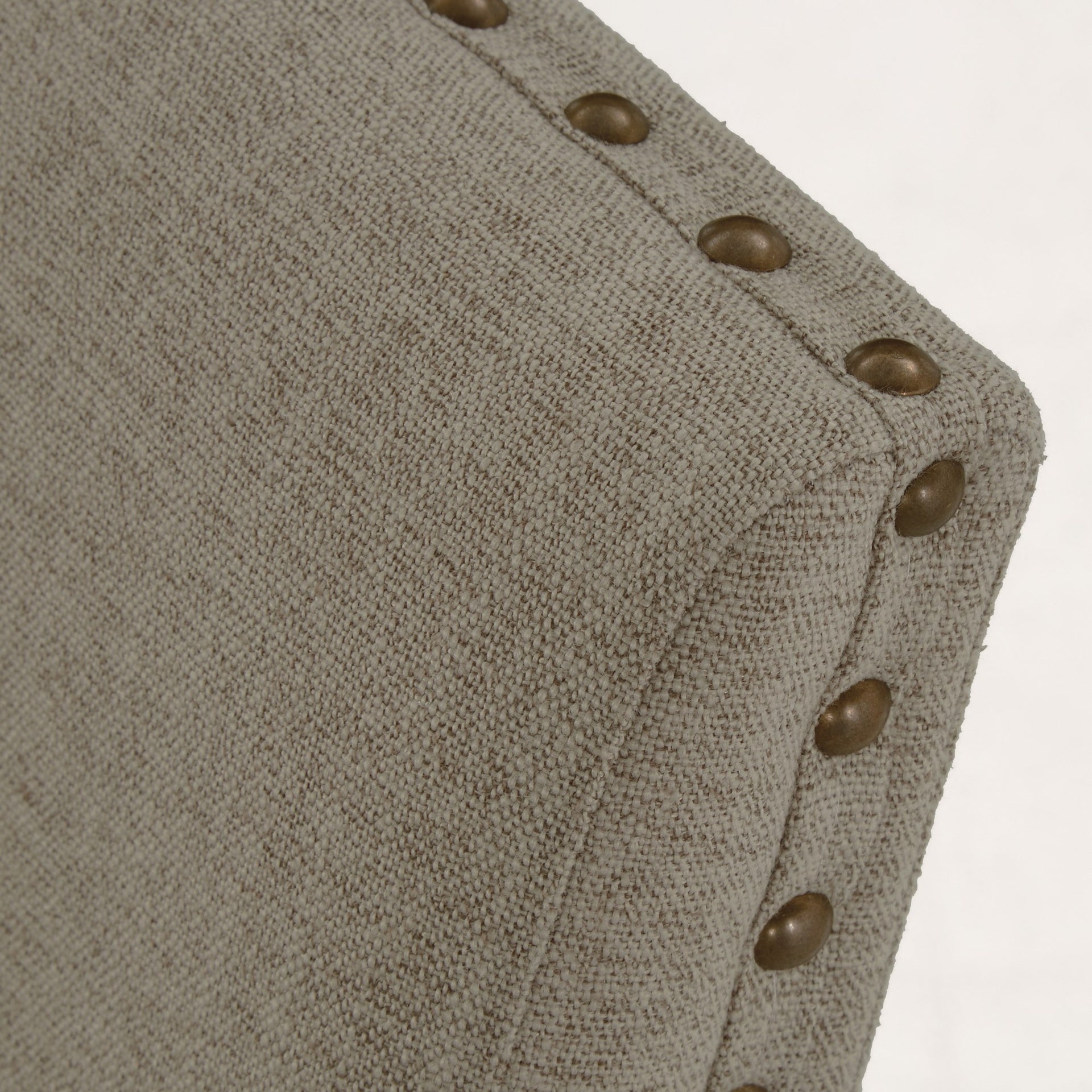 Traditional Classic Brown Armchairs Set of 2 Beige Fabric Upholstered Nailhead Trim Wooden Dining Room Furniture