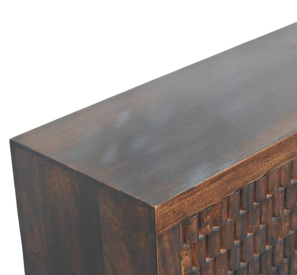 Solid Wood Arno Chest,Mocha Tone,3-Drawers