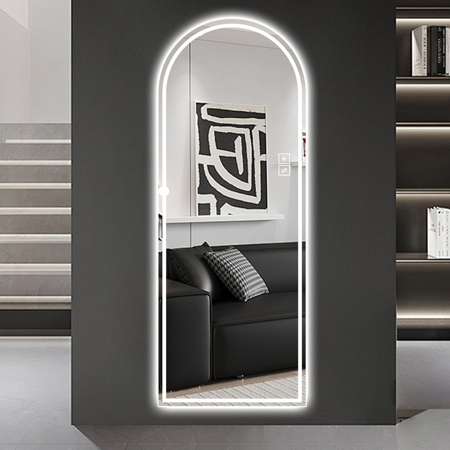 65" x 21"  Arch LED Bathroom Mirror - Dimmable Wall Mount Vanity Mirror with Anti-Fog, Shatterproof Glass, Tri-Color Lighting for Makeup Studio & Home Gym