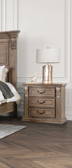 Luxurious Traditional Look 1pc Nightstand Weather Oak Finish Curved Detail Bedroom Furniture Solid wood Bedside Table