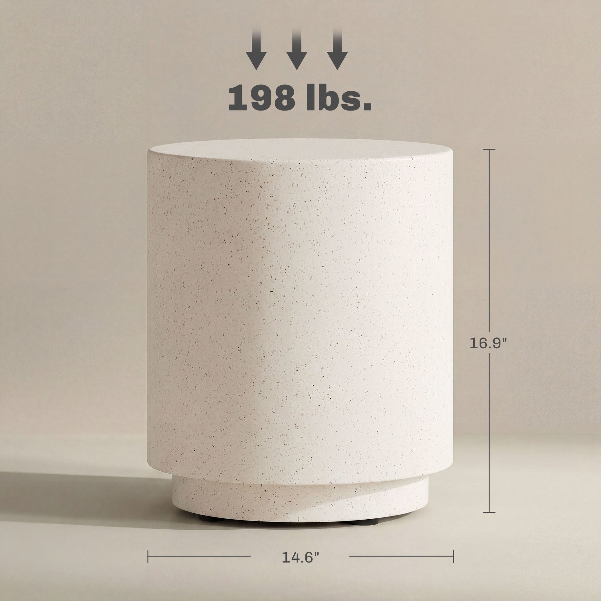 HOMCOM Lightweight Accent Table with Concrete Finish Round Side Table, Cream White