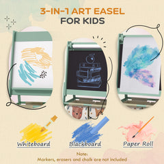 Qaba Art Easel for Kids with Paper Roll, Blackboard, Whiteboard, Storage
