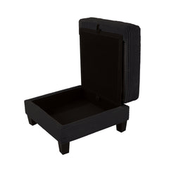 Contemporary Style Square Storage Ottoman Wooden Legs Black Finish Primary Living Room