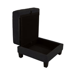 Contemporary Style Square Storage Ottoman Wooden Legs Black Finish Primary Living Room