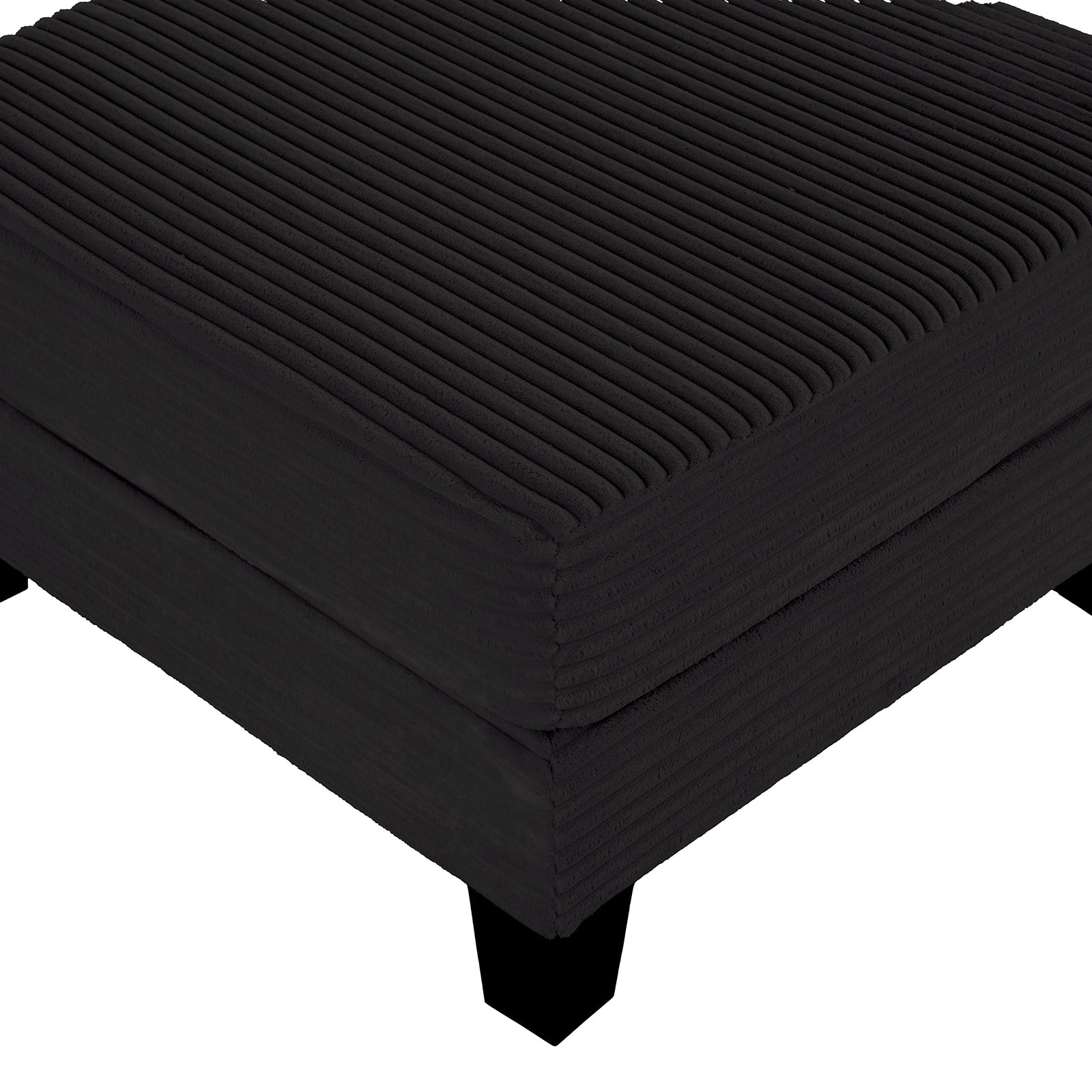 Contemporary Style Square Storage Ottoman Wooden Legs Black Finish Primary Living Room