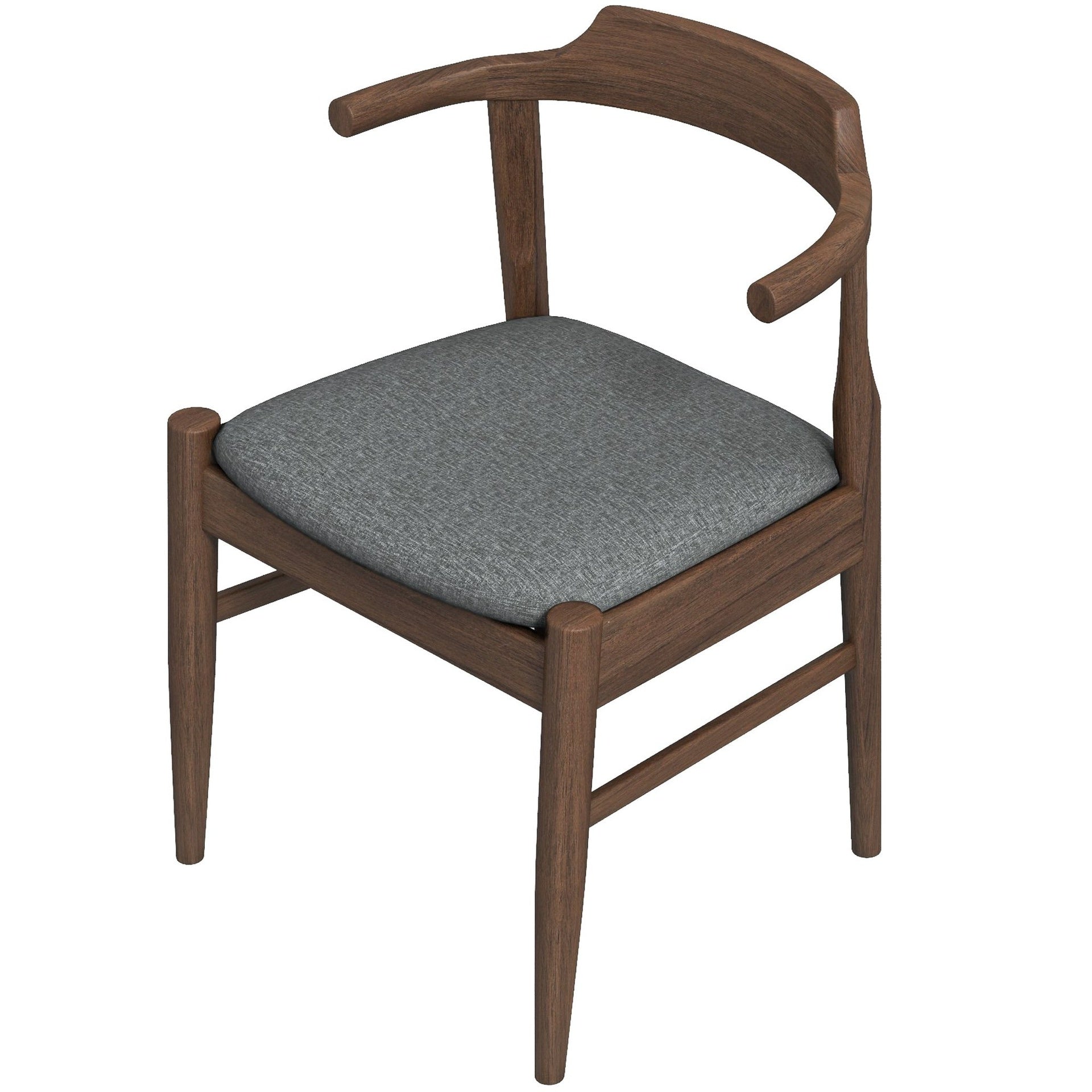 Leon Mid-Century Modern Grey Fabric Dining Chair (Set of 2), Solid Wood, Stylish and Versatile