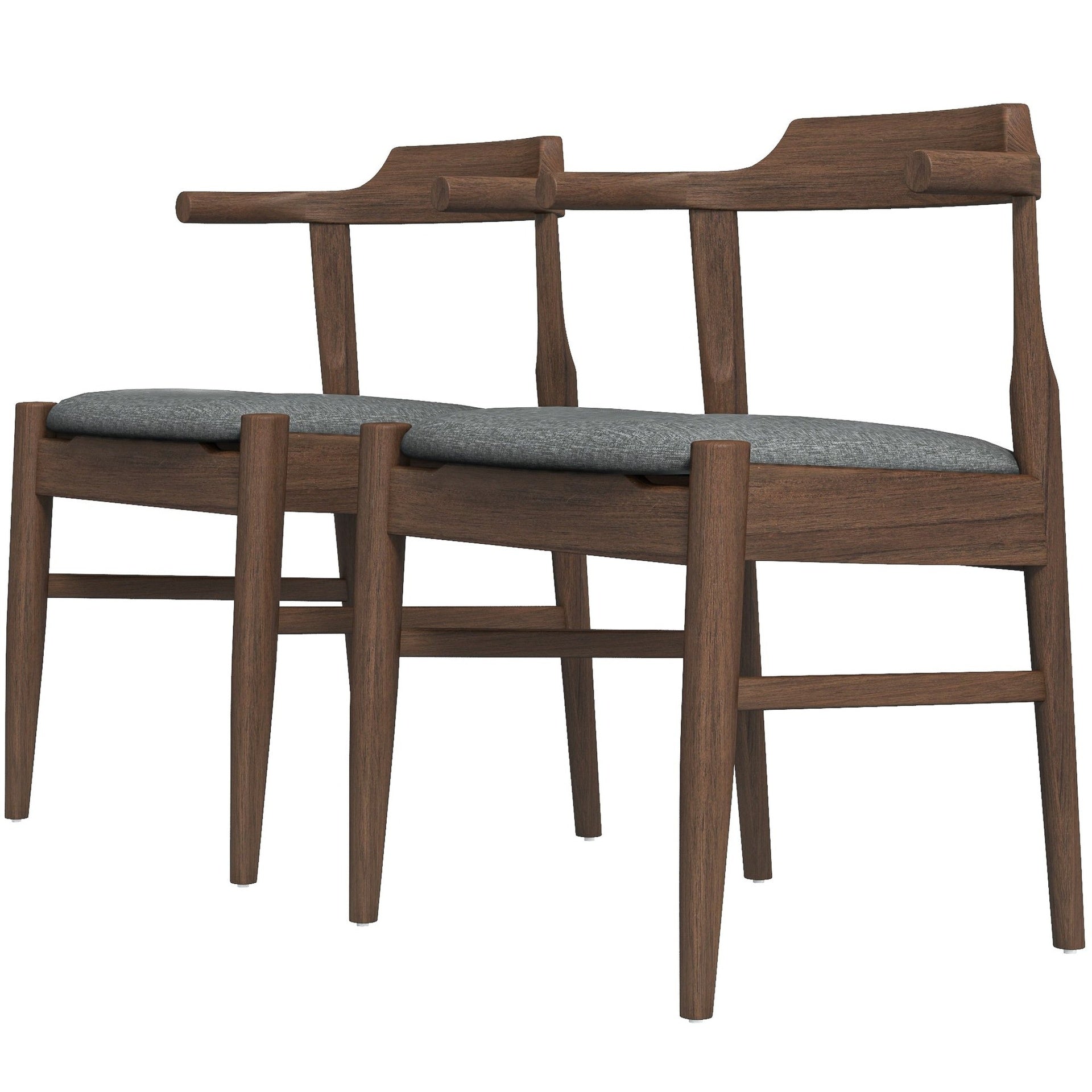 Leon Mid-Century Modern Grey Fabric Dining Chair (Set of 2), Solid Wood, Stylish and Versatile