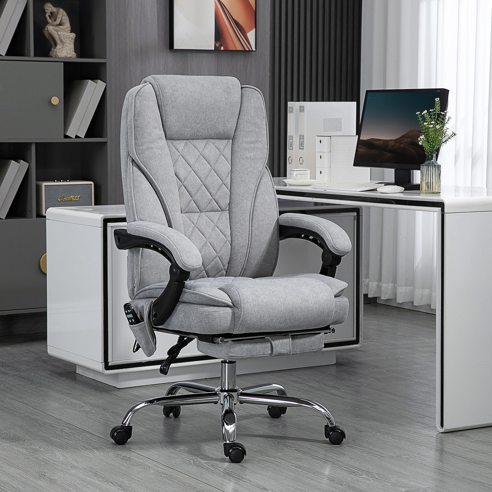 Vinsetto Massage Office Chair, Heated Reclining Computer Chair with Adjustable Height and Footrest