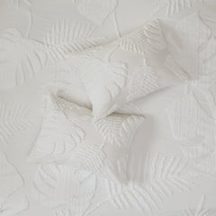 Full/Queen 3 Piece Tufted Cotton Chenille Palm Duvet Cover Set