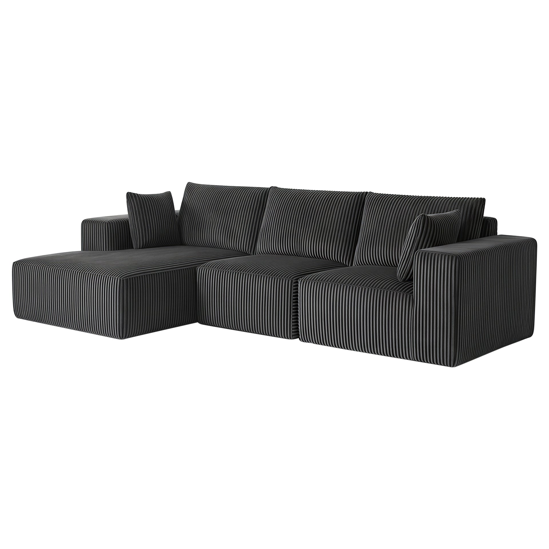 Modular Sectional Sofa, Cloud Sectional Couch with Deep Seat, Modern Modular L-Shape Sofa with Chaise,Upholstered Boneless Couches for Living Room (Corduroy, GREY)