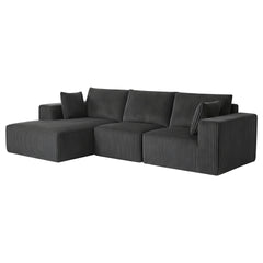 Modular Sectional Sofa, Cloud Sectional Couch with Deep Seat, Modern Modular L-Shape Sofa with Chaise,Upholstered Boneless Couches for Living Room (Corduroy, GREY)