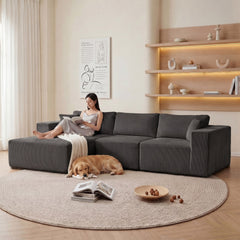 Modular Sectional Sofa, Cloud Sectional Couch with Deep Seat, Modern Modular L-Shape Sofa with Chaise,Upholstered Boneless Couches for Living Room (Corduroy, GREY)