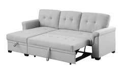 Sierra 84" Light Gray Linen Reversible Sleeper Sectional Sofa with Storage Chaise