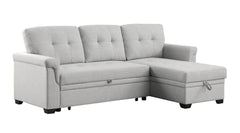 Destiny 84" Light Gray Linen Reversible Sleeper Sectional Sofa with Storage Chaise