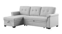 Hunter 84" Light Gray Linen Reversible Sleeper Sectional Sofa with Storage Chaise