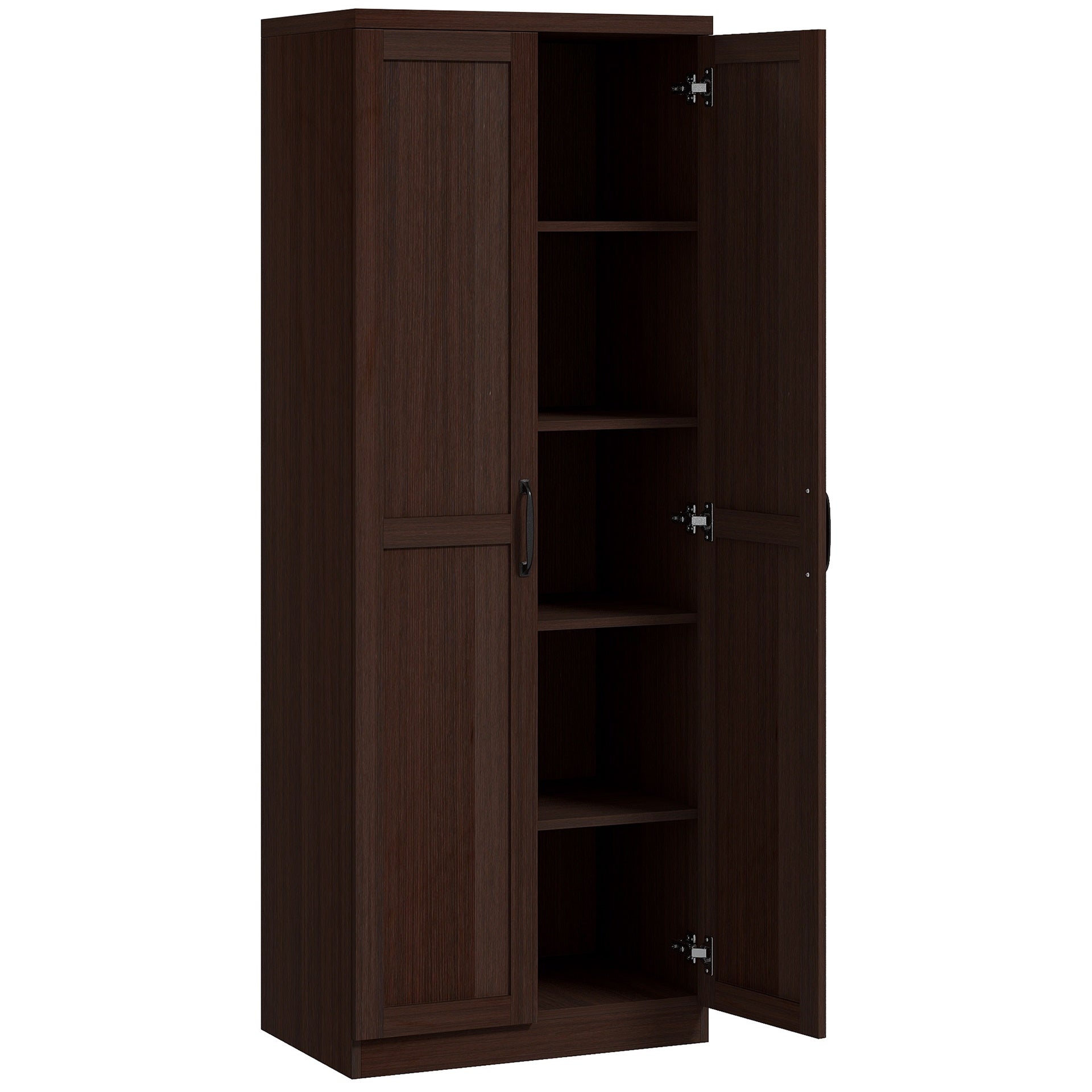 HOMCOM 63" 2-Door Kitchen Pantry, Freestanding Cabinet with 2 Adjustable Shelves for Dining Room, Cinnamon Cherry Wood Grain