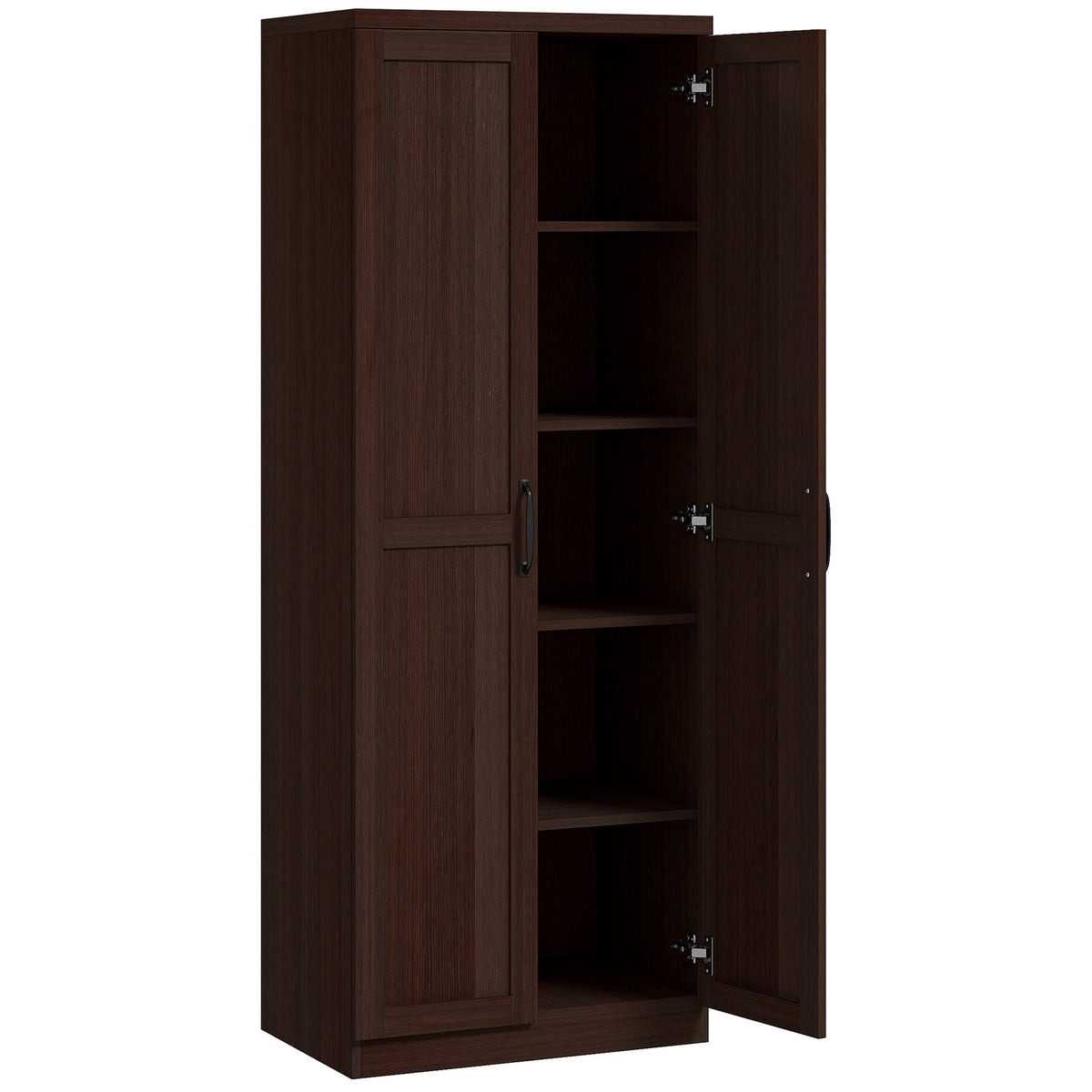HOMCOM 63" 2-Door Kitchen Pantry, Freestanding Cabinet with 2 Adjustable Shelves for Dining Room, Cinnamon Cherry Wood Grain