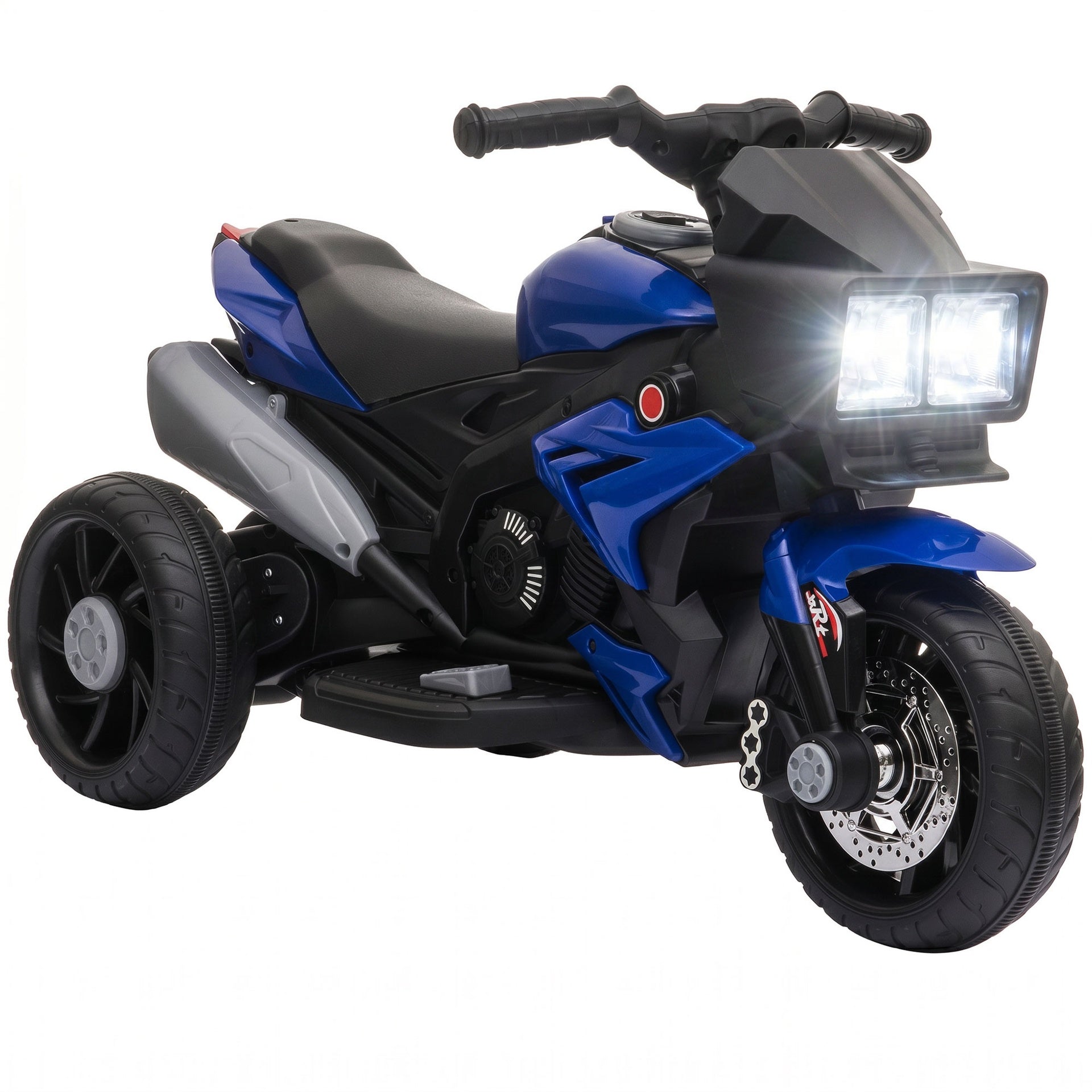 Aosom 6V Kids Motorcycle Toddler Ride-on Toy, High-Traction Battery-Operated Mini Electric Motorbike with Forward/Reverse Switch, Music, Headlights, Horn, Blue