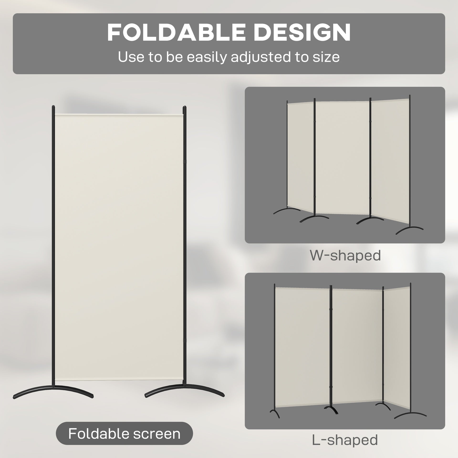 HOMCOM 6' 3 Panel Room Divider, Indoor Privacy Screen for Home, Light Gray