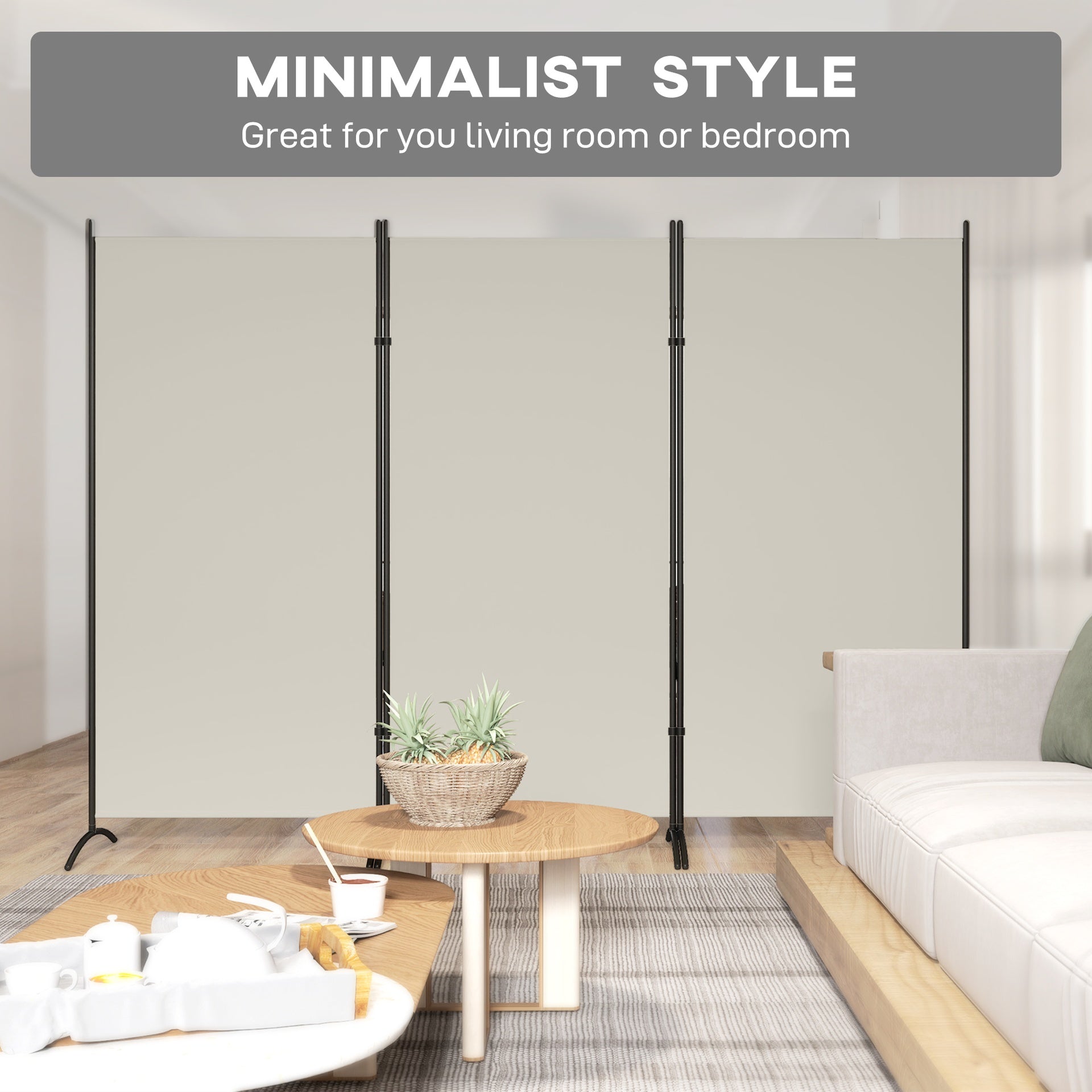 HOMCOM 6' 3 Panel Room Divider, Indoor Privacy Screen for Home, Light Gray