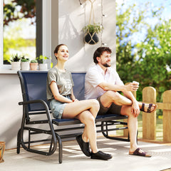 Outsunny 2-Person Outdoor Glider Bench, Patio Double Swing Rocking Chair Loveseat with 
 Steel Frame, Dark Blue