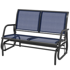 Outsunny 2-Person Outdoor Glider Bench, Patio Double Swing Rocking Chair Loveseat with 
 Steel Frame, Dark Blue