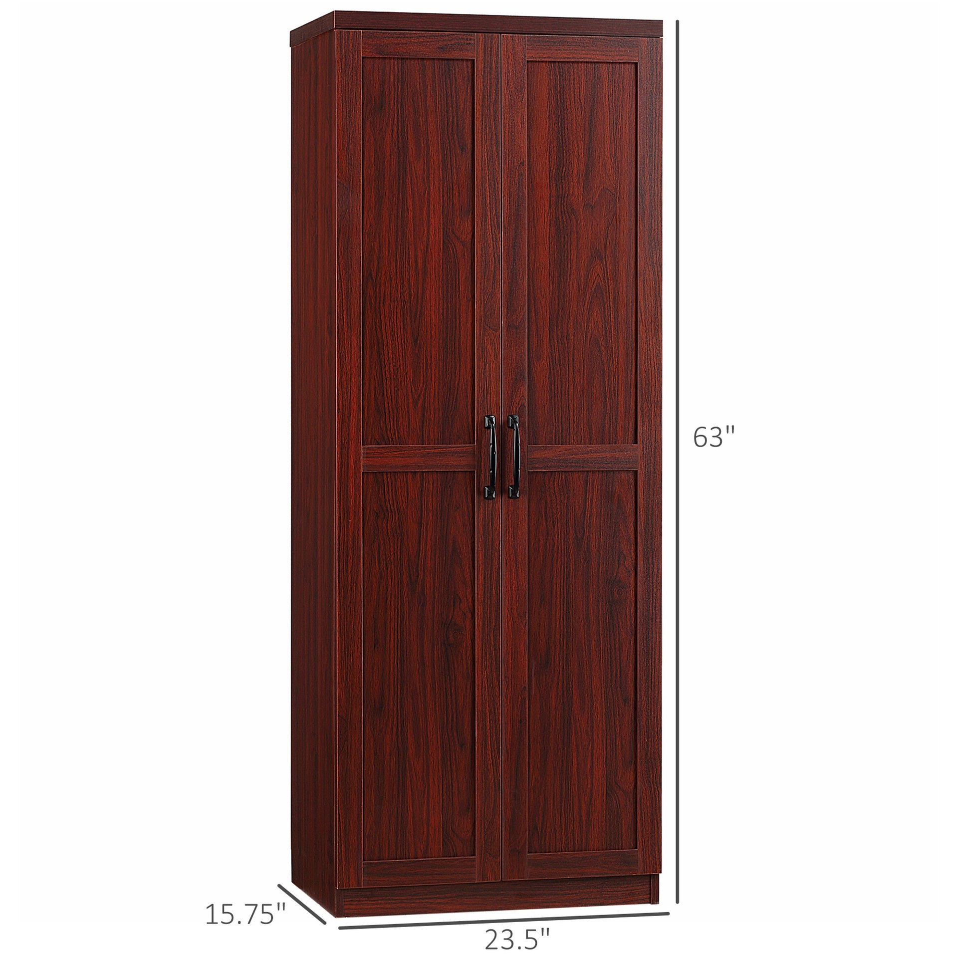HOMCOM 63" 2-Door Kitchen Pantry, Freestanding Storage Cabinet with 5-tier Shelving and 2 Adjustable Shelves for Dining Room, Espresso