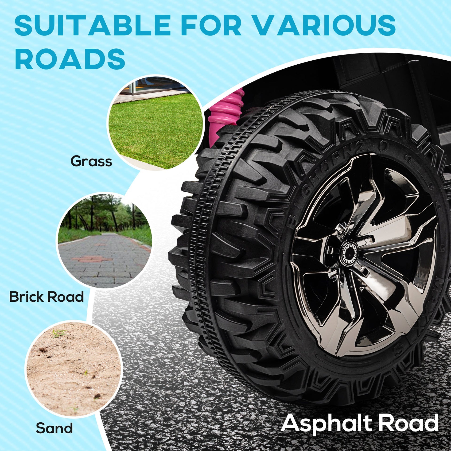 Aosom 12V 4 Wheeler Kids ATV with Music, Headlights for 37-60 Months Boys and Girls, Pink