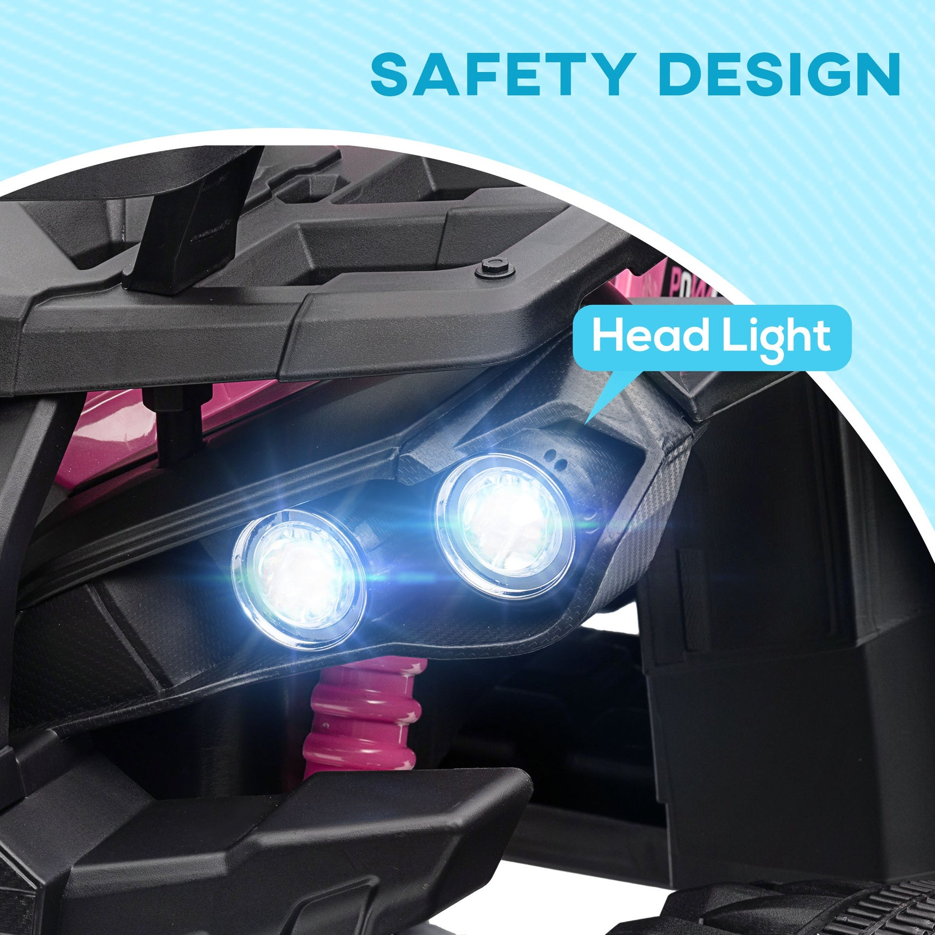 Aosom 12V 4 Wheeler Kids ATV with Music, Headlights for 37-60 Months Boys and Girls, Pink