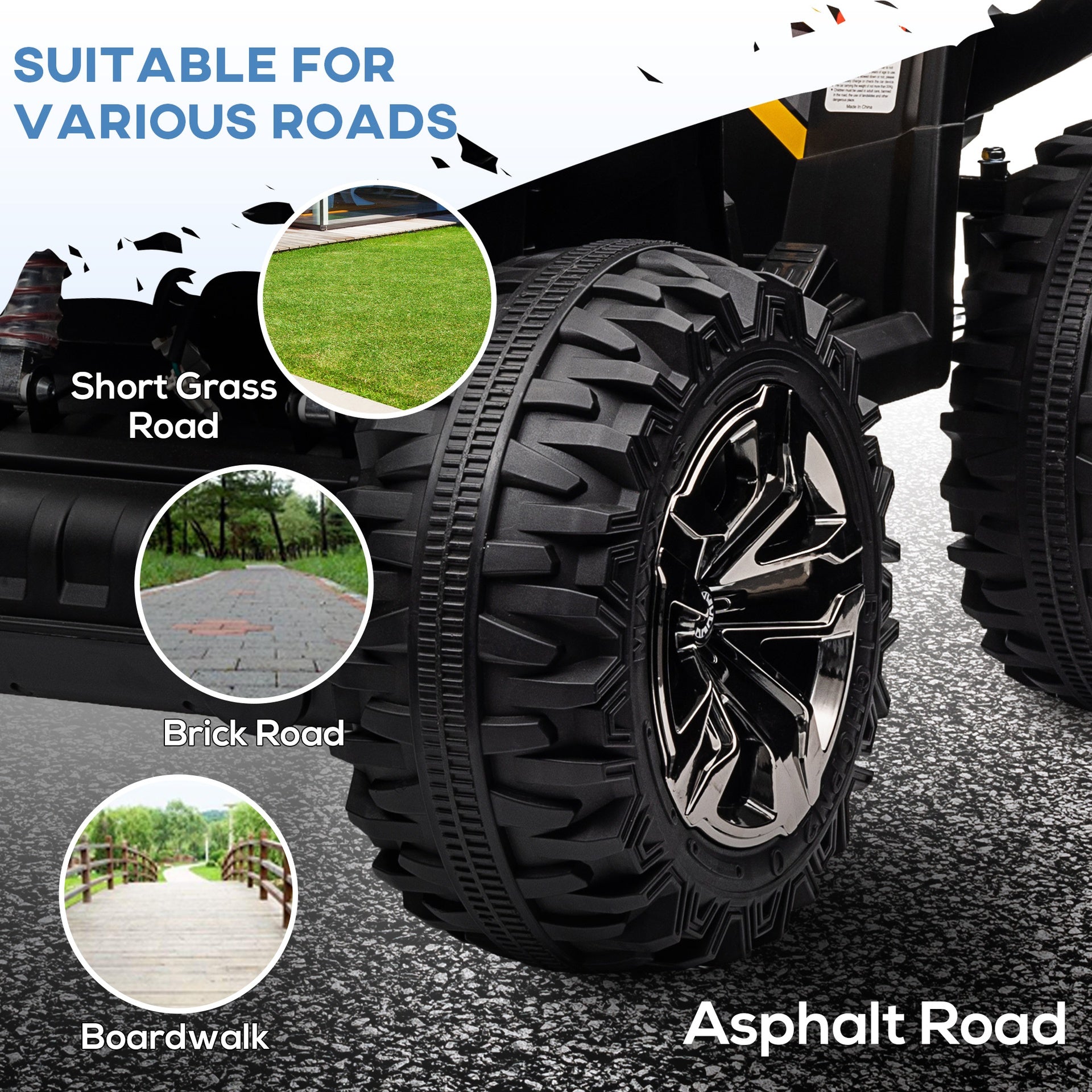 Aosom 12V Kids Recharging Ride-on Electric ATV Quad w/ Realistic Headlights Wide Wheel, Yellow