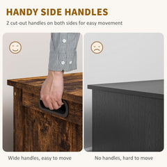 HOMCOM 29.9" Storage Trunk w/ 2 Safety Hinges, Wooden Storage Bench w/ Side Handles, Storage Chest for Playroom, Rustic Brown