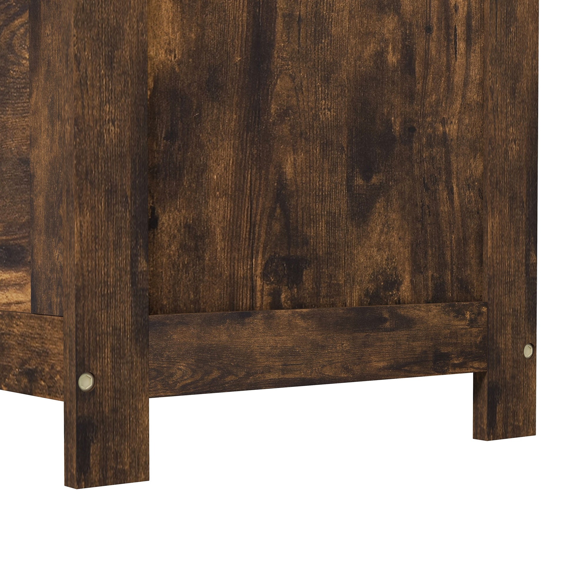 HOMCOM 29.9" Storage Trunk w/ 2 Safety Hinges, Wooden Storage Bench w/ Side Handles, Storage Chest for Playroom, Rustic Brown