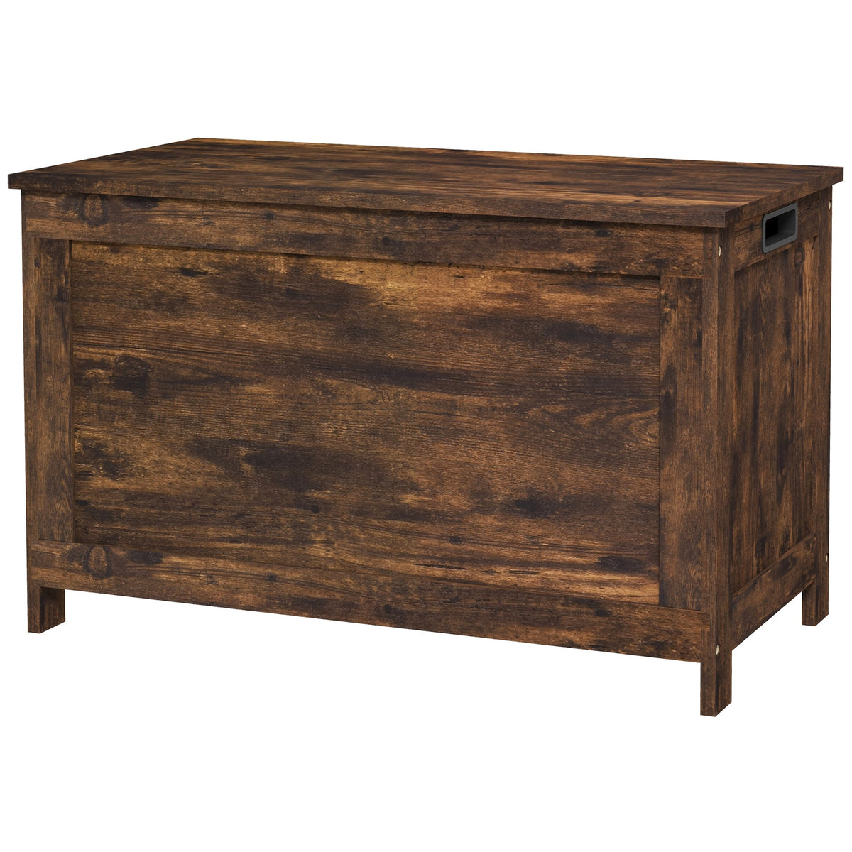 HOMCOM 29.9" Storage Trunk w/ 2 Safety Hinges, Wooden Storage Bench w/ Side Handles, Storage Chest for Playroom, Rustic Brown