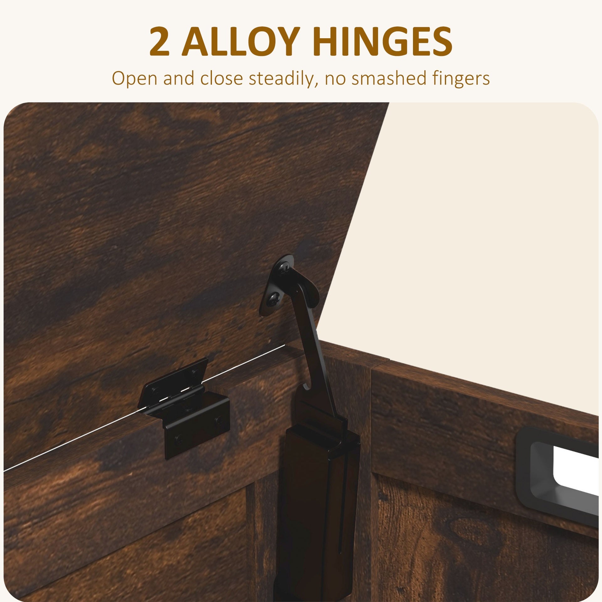 HOMCOM 29.9" Storage Trunk w/ 2 Safety Hinges, Wooden Storage Bench w/ Side Handles, Storage Chest for Playroom, Rustic Brown