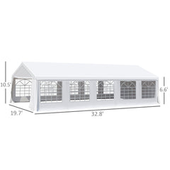 Outsunny Heavy Duty Wedding Canopy 20x32 Outdoor Shelter for Weddings, Parties, BBQ White
