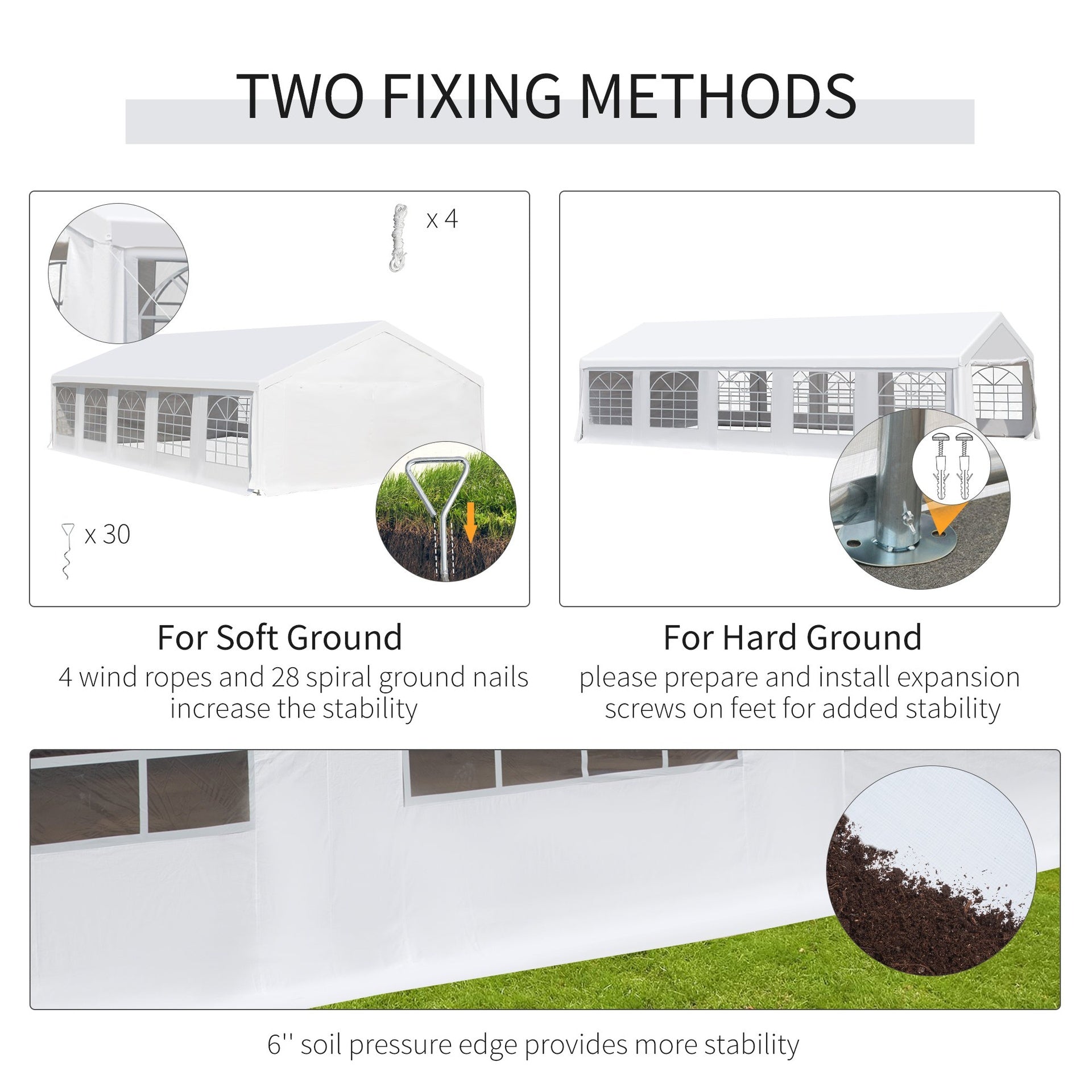 Outsunny Heavy Duty Wedding Canopy 20x32 Outdoor Shelter for Weddings, Parties, BBQ White