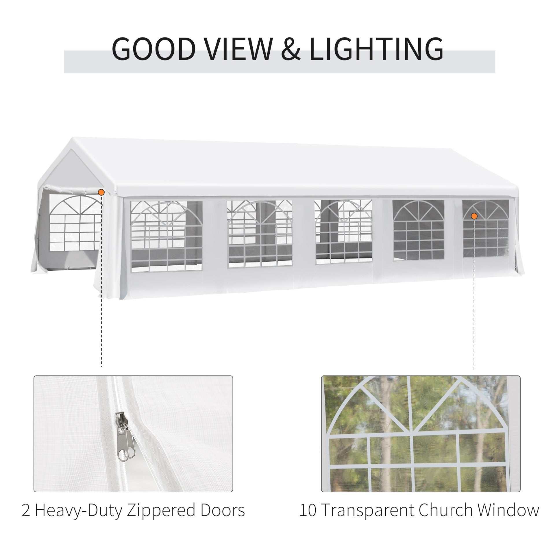 Outsunny Heavy Duty Wedding Canopy 20x32 Outdoor Shelter for Weddings, Parties, BBQ White