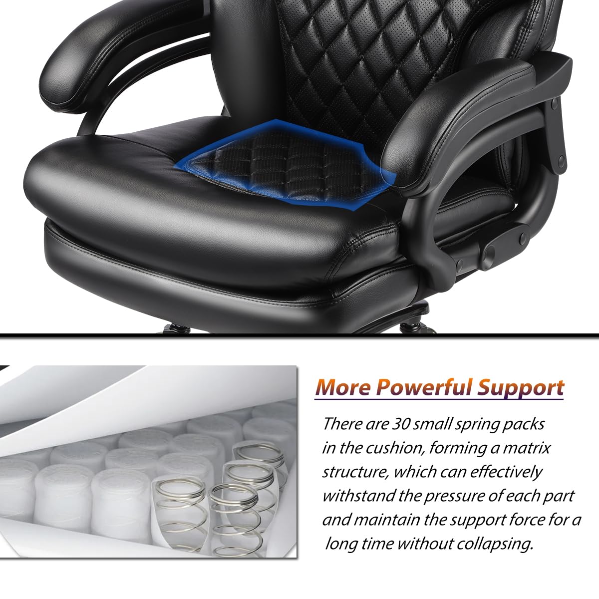 500lbs Big and Tall Office Chair for Heavy People Executive Office Chair with Wide Spring Seat Computer Desk Chair 360 Swivel Home Office Desk Chair