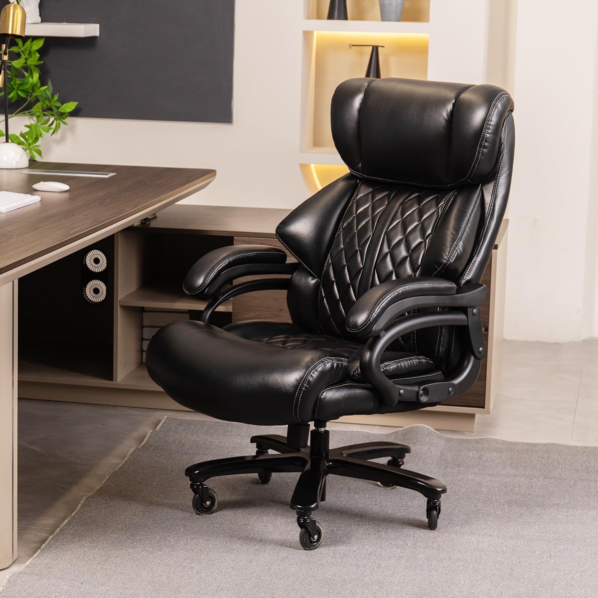 500lbs Big and Tall Office Chair for Heavy People Executive Office Chair with Wide Spring Seat Computer Desk Chair 360 Swivel Home Office Desk Chair