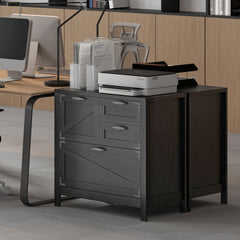 HOMCOM Lateral Filing Cabinet, Farmhouse File Cabinet with 4 Drawers, Fit Letter/A4/Legal Hanging Files, Black