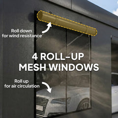 Outsunny 20' x 20' Heavy Duty Carport, Portable Garage Car Canopy Tent Shelter with 3 Roll-up Doors, 4 Windows, Dark Gray
